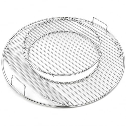 Uniflasy 54.5cm 8835 Hinged Cooking Grate for 57cm Weber Charcoal Grills Gourmet BBQ System Cooking Grate for Weber Kettle Grill, One-Touch Bar-B-Kettle Master-Touch, Charcoal Grill Accessories