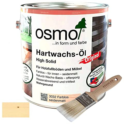 Osmo 3032 - Olio di cera dura originale High Solid incolore, 2,5 l, per pavimenti in legno, mobili, pavimenti in sughero, superfici mobili OSB