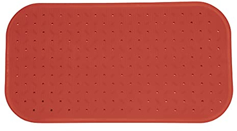 MSV Premium Duschmatte Badematte Badewannenmatte Badewanneneinlage antibakteriell rutschfest mit Saugnäpfen - Terracotta Rot - duftet nach Rosen - ca. 36 x 76 cm - waschbar bei 60° Grad