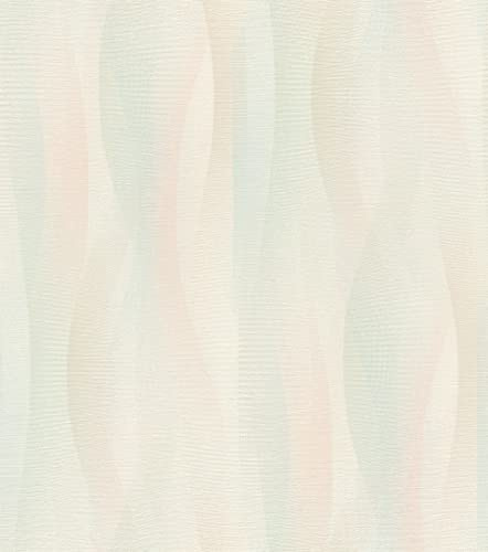 Rasch Tapete 651522 - Gemusterte Vliestapete mit Wellen in hellen Pastellfarben aus der Kollektion Tapetenwechsel II - 10,05m x 0,53m (LxB), Rosa