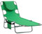 Outsunny Foldable Sun Lounger, Beach Chaise Lounge with Reading Hole, Arm Slots, 5-Position Adjustable Backrest, Side Pocket, Pillow for Garden, Beach, Pool, Green
