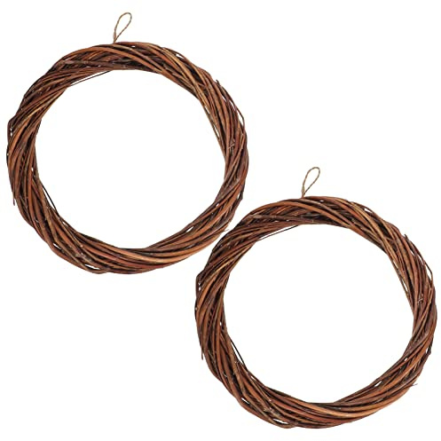 NUOBESTY Grapevine Wreath Set, 2pcs Natural Vine Branch Wreath DIY Rattan Garland for Holiday Craft Wedding Party Decorations Supplies 30cm