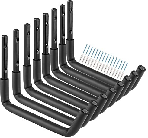 Lot de 8 crochets robustes pour échelle de garage avec bras Jumbo de 30,5 cm, support de rangement mural pour vélo, chaises pliantes, vélo et outils de jardin