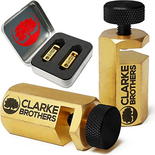 Clarke Brothers 2pcs Stair Tread Gauge for Conventional Framing Square or Carpentry Square – Heavy-Duty Brass Stair Gauge Set – Large Knob Size – Long Brass Body