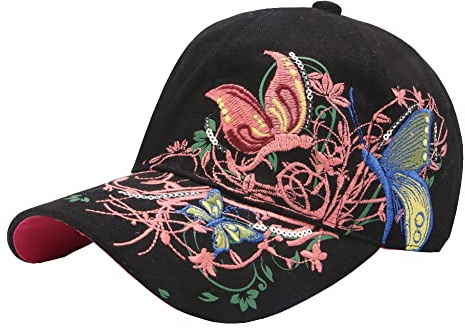 FSSTUD Women's Butterfly Baseball Cap, Black