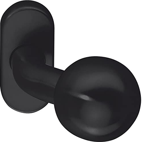 Türknopf fest auf Rosette oval, Edelstahl schwarz