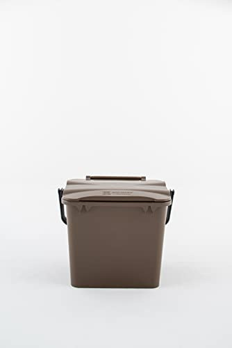 Hardwex Komposteimer | Biomülleimer | Kompostbehälter | Küchenabfallbehälter | 7 L | 25 x 25 x 20 mm | Braun | Mit Deckel und Henkel | Geruchsdicht & Abwaschbar | Für alltäglichen Biomüll