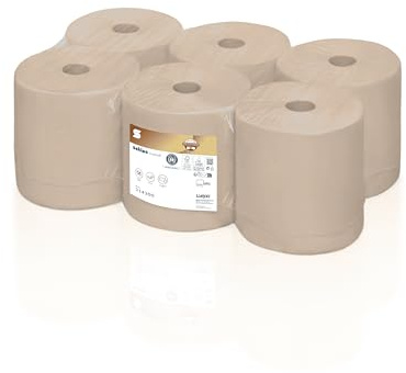 Papierhandtücher 2-lagig – 6 x 170m – die Innovation aus recyceltem Karton – genauso saugstark und reißfest – funktional, ergiebig und aus alternativen Rohstoffen - Satino PureSoft