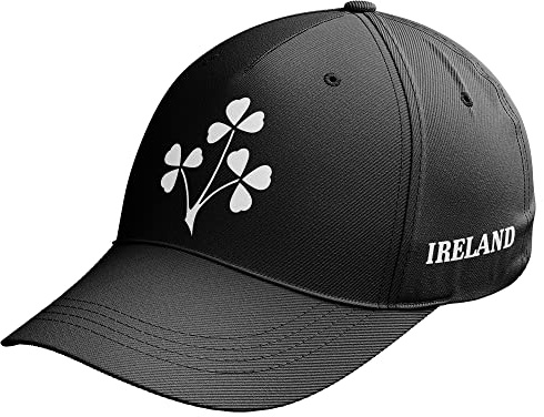 Purple Print House Ireland Badge Cap Mens Irish Shamrock Baseball Hat Nations Rugby Supporter, One Size, Black