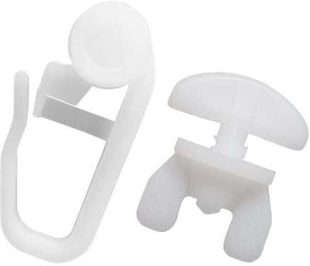 dekondo Gardinenrollen inkl. Universal-Feststeller (Komplettset), Gardinenröllchen, Gardinengleiter für Schienen/Stangen mit 3-6 mm Laufnut (100x Gardinenrollen + 12x Feststeller)