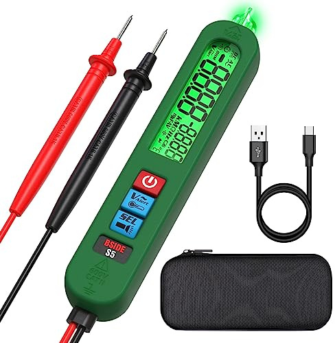 BSIDE S5 Spannungsprüfer Berührungslos Wiederaufladbare Stift Multimeter Elektrische Tester mit Super Großes LCD Stromprüfer AC DC 6V-1000V Diode Widerstand Frequenz Tester Durchgangsprüfer