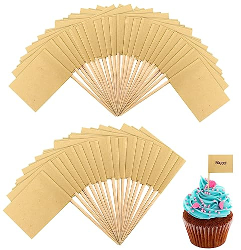 LEIMEND 300 Stück Leere Zahnstocher Flaggen Käse Marker Cupcake Topper | Cupcake Topper Buffet Zubehör Cupcake Papier Halloween Fahne für Kinder Geburtstag Party Dekorationen