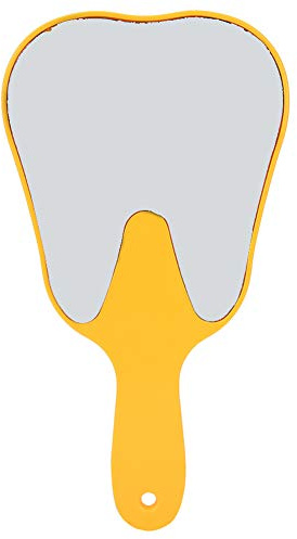 Tiiyee Zahnförmige Dentalspiegel, Kunststoff Dental Handspiegel Zahnpflege Hand Spiegel Werkzeug Zahnspiegel Zähne Shaped Mirror Dentalzubehör Mit Griff Für Zahnarztpraxen Krankenhaus Zahnklinik Gelb