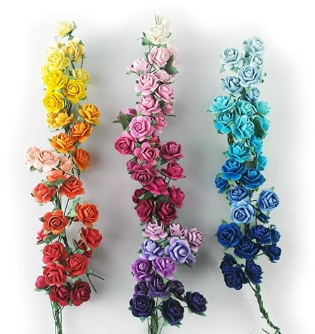 KADADSA 35 Color with 100 pcs Tiny Artificial Roses Mixed Assorted Shade Thirty-Five Color Mulberry Paper Flower 15-18 mm Flower Wedding Scrapbooking