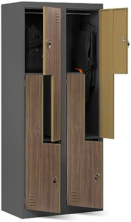 Domator Taquilla Vestuario Z02 Armario Metalico con 4 Compartimentos Ranuras de ventilación Pintura en Polvo 185 cm x 80 cm x 45 cm