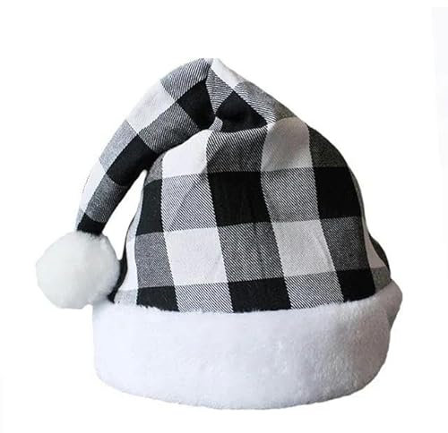 TERPCO Weihnachtsmütze aus rotem Plüsch, verdickte Weihnachtsmannmützen für Erwachsene und Kinder, Winter-Weihnachtsmützen, Festliche Weihnachtsparty-Dekorationen, Geschenke-Schwarz-C