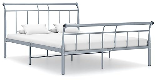 ZQQLVOO Bettgestell Familienbett Palettenbett Bettgestell Grau Metall 140x200 cm