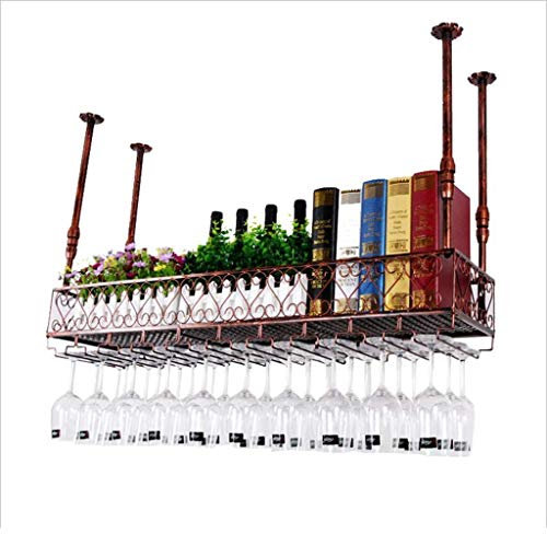 Scaffali sospesi per unità bar Portabottiglie per vino, Portabottiglie per vino a soffitto Altezza regolabile, Scaffale per mensole a muro, Portabicchieri per bicchieri da vino Portacalici p