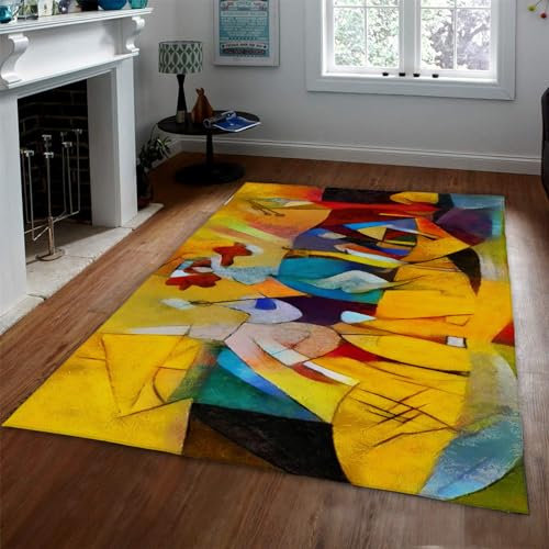CIHCOHOME Abstrakter Picasso-Stil Sammlung Bereich Teppich Berühmte Gemälde Design pflegeleicht Ideal für stark frequentierte Bereiche im Wohnzimmer Schlafzimmer 140x200cm