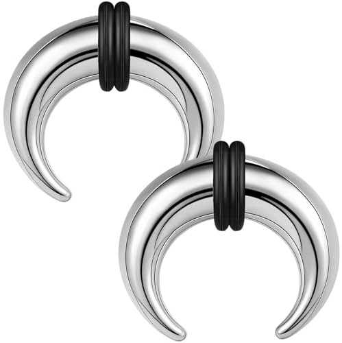 Zs, set di due coni dilatatori per setto nasale, 2G 4G 6G 8G 10G 14G 16G, in acciaio inossidabile 316L, forma di ferro di cavallo, per piercing al naso, orecchio, allargamento del setto, 16g-00g, 8mm