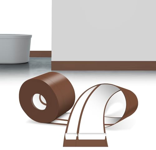LIHIQIYA Weichsockelleiste Selbstklebend Braun PVC Sockelleisten 50x20mm12M | Sockelleiste Selbstklebende Abschlussleiste küchenarbeitsplatte aus PVC, Flexibel Knickleiste Bodenleiste für Baden Küche