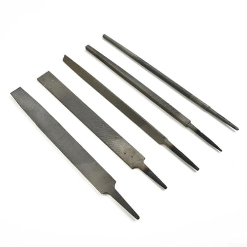 Mittelverzahntes Stahlfeilen-Set für Metallbearbeitung, Holzbearbeitung, Raspel, 15,2 cm, flach, rund, halbrund, dreieckig, quadratisch, 5 Stück