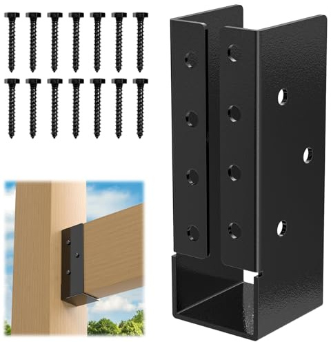 FMhotu Concealed Joist Hanger (6 Pack), 2x6 Outdoor Concealed-Flange Joist Bracket with Screws, Q235B Steel Powder Coated Concealed Mount Light Joist Hangers for 2x6 Beam, Swing, Handrail, Fence