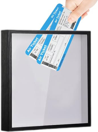 Cornice per archivio avventura, cornice per biglietti con fessura, scatola dei ricordi di viaggio, in legno, per biglietti da viaggio, per cartoline, biglietti per concerti