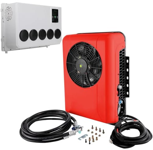 24v Split RV Rooftop Air Conditioner, ﻿ Portable Truck Parking Air Conditioner Electric Dc Air Conditioning For Vans Agricultural Vehicles Excavators Vehicle, Easy To Install(Red)