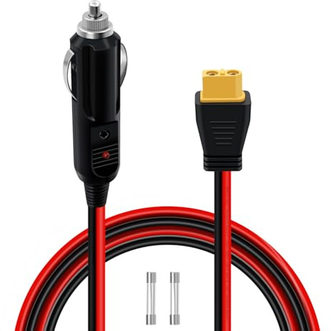HuaLiSiJi Cavo Accendisigari XT60 12V 24V 14AWG 20A Accendisigari Maschio a XT60 Femmina con Luci Dell'indicatore LED Utilizzato per Pannelli Solari Inverter Automobilistici (Maschio, 1m)