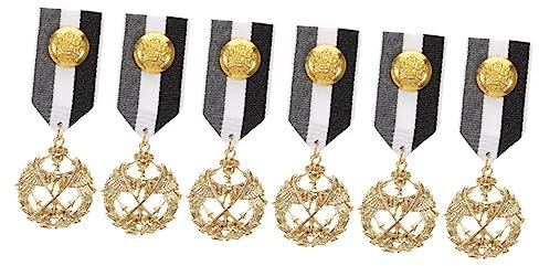 DEARMAMY 6 Stk Marine-medaille Anzug Für Kinder Papageienspielzeug Spielpreisabzeichen Marineblaue Anstecknadel Schulterklappen Mit Quastenkette Lange Kettenbrosche Marineband Legierung