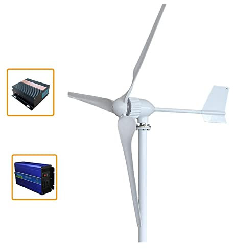 Wind Generator Wind Turbine Generator 1500W 2000W 24V 48V 3 Blades Horizontal Wind Turbine Generator Windmill with Free MPPT Charger Controller and Off Grid Inverter with Higher Power Generation(Off