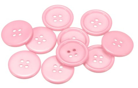 QUARKZMAN 10 Stück Knöpfe Große Nähknöpfe 7/8(23mm) Harz Kunststoffknöpfe Flach 4 Loch Rund Bastelknöpfe zum Nähen Bekleidung Jacke Hemden Mantel Blazer Stricken Kardigans, Pink