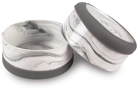 Ciotola per cani in ceramica, set da 2 (grigio/850 ml), ciotola per cani di taglia piccola e grande, base antiscivolo, lavabile in lavastoviglie, ciotola per cibo