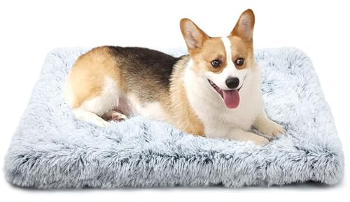 Baguuaray Matelas Moelleux Lavable avec Fond antidérapant - Coussin Anti-anxiété pour Chiens de très Grande Taille - Gris,75x50cm