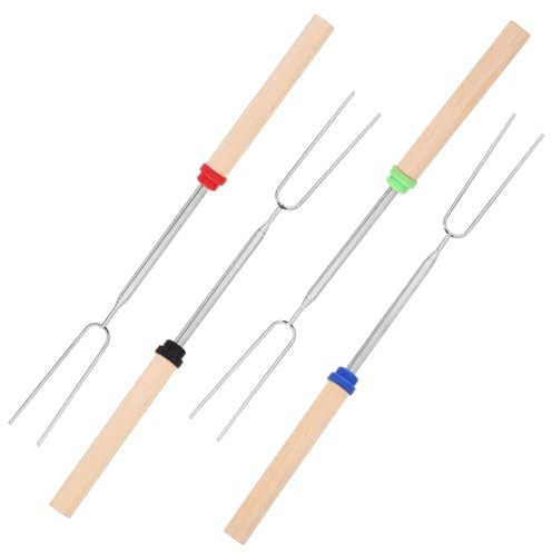 IMIKEYA 4stücke Teiliges Fonduegabel Holzgriff Für Schokolade Käse Obst Camping Grillen Mit Ausziehbaren Spießen Für Hot Pot