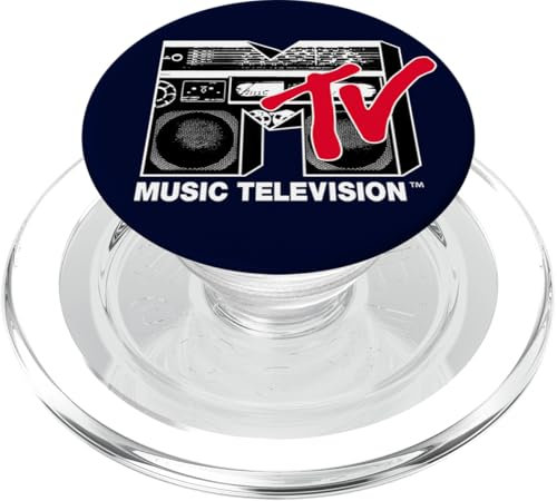MTV Logo 80's Style Black And White Boombox PopSockets PopGrip für MagSafe