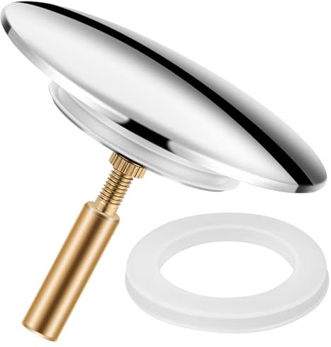 Tapón universal para bañera, 70 mm, ajustable, inoxidable, latón con acabado cromado, doble junta, para todas las bañeras
