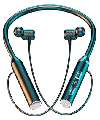 Wireless Bluetooth 5.0 Neckband Headphones, IP7 Waterproof Sports Earbuds, 9D Stereo Magnetic Earphones, Noise-Cancelling, Touch Control, Long Battery Life, Comfortable Silicone Design for Running