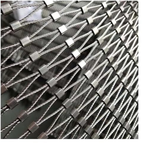 DTVEW Edelstahl-Seilnetz, Dehnbare Balustraden-Füllungsmasche, 10cm/2mm Multifunktionales Metallgeflecht, Flexibles Kabelbalustradennetz(1x5m/3.3x16.4ft)