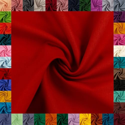 Baumwollstoff HEIDE, 100% Baumwolle, 42 Uni-Farben, Coupons (keine Meterware), ca. 150 cm breit, ca. 160 g/m², Oeko-TEX Standard 100 (rot, 1 m)