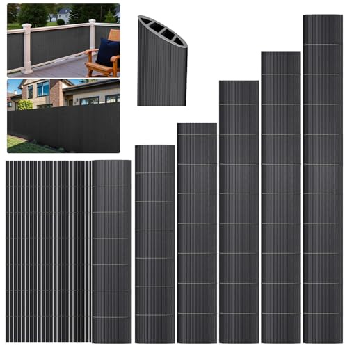 INMOZATA PVC Sichtschutzmatte 150x500cm mit Dreifach Verstärkung Innen, Balkon Sichtschutz Garten Zaun Sichtschutz mit Kabelbindern,Windschutz Wasserdicht ohne Bohren für Balkon Garten Terrasse-Grau
