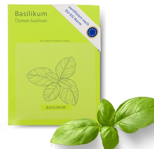 HAVENHAUS Basilikum Samen zur Anzucht | Ocimum Basilicum Sativum Basilikumsamen 50 Stück für Anzucht drinnen & draussen ideal ab März | zertifziertes Saatgut mit detaillierter Anleitung auf Rückseite
