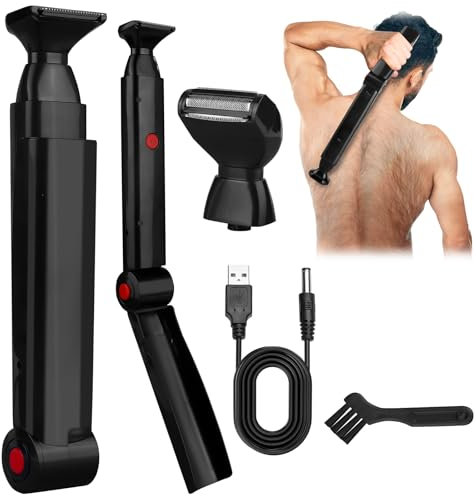 PENYUY Back Shavers for Men, Foldable Body Shavers for Men with 2 Floating Shaver Heads, Long Handel Electric Back Razor, Mens Body Groomer for Back, Chest, and Shoulders - Rechargeable Hair Trimmer