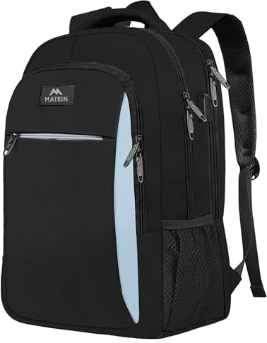 MATEIN Business Laptop Rucksack 15,6 Zoll Reise Laptoptasche mit USB Ladeanschluss Wasserabweisend Daypack Arbeit College Computer Herren Damen, Blauschwarz