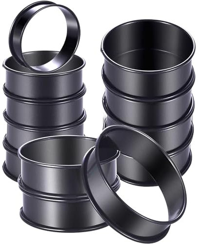 12 moldes profesionales de repostería de acero inoxidable, moldes de cocina de doble enrollado, moldes para panecillos ingleses