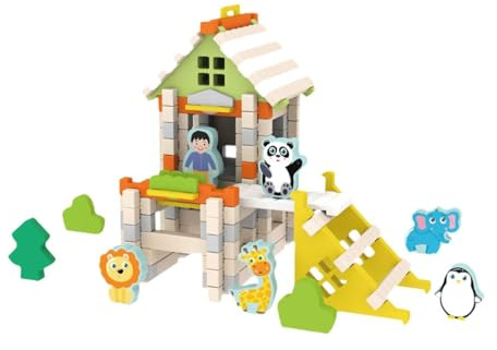 Holzhaus Bauspielset, Technologie Lernspielzeug, Konstruktions Und Gebäudemodellset, Zoo