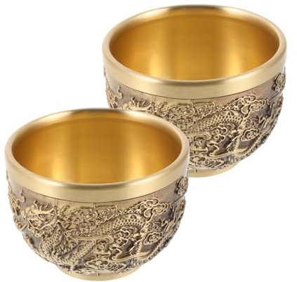 ULTECHNOVO 2 Piezas Tazas De Té Vintage De Estilo Chino Diseño De Dragón y Relieve Antiguo Taza De Té Retro Para Decoración Del Hogar Café