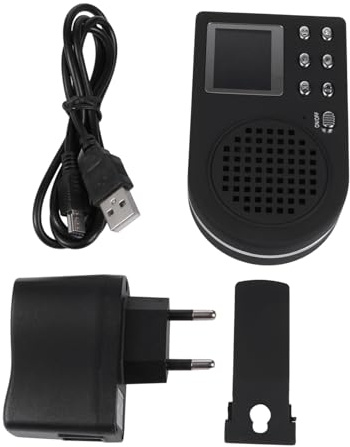 LRXIYODE Lettore Mp3 Portatile Con 110 Suoni Da Giardino, Batteria Rimovibile 15 Ore, Clip Trasportabile e Caricatore Europeo Nero