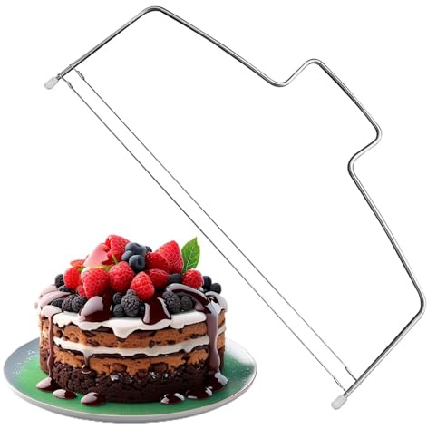 Vibronova Tagliatorte in Acciaio Inossidabile 32 cm - Divisore per Torta a Strati con 2 Fili Regolabili - Lavabile in Lavastoviglie - Ideale per Tagliare Pan di Spagna e Panettone Gastronomico